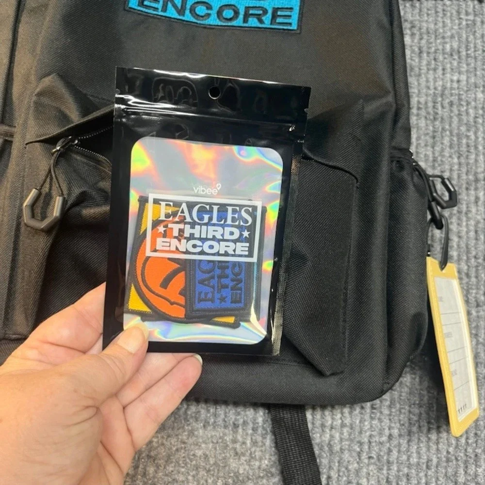 Eagles Third Encore Vibee Concert Tour Backpack Black Teal Patch Luggage Tag NEW